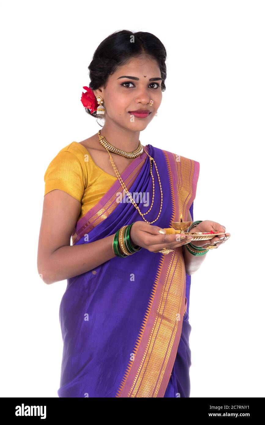 Indian Girl Women Holding Pooja Thali Stock Photo 1602014362 | Shutterstock