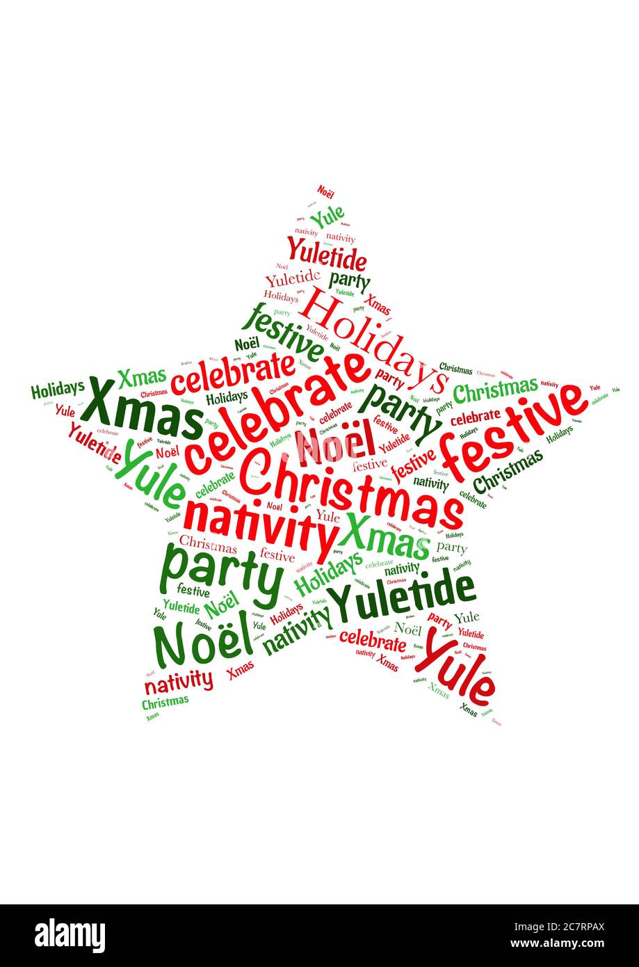 Illustration of a word cloud with words representing Christmas holidays Stock Vector