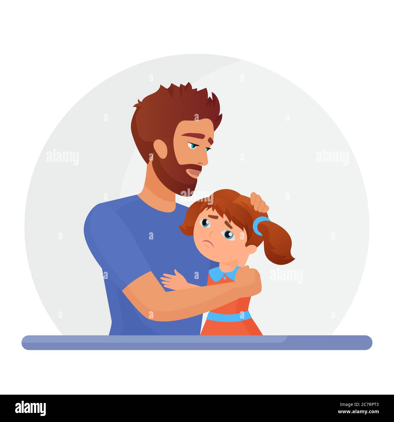 Father supporting sad daughter flat vector illustration. Mental disorder,  psychotherapy concept. Dad consolation sad girl cartoon characters. Man  comforting upset kid design element Stock Vector Image & Art - Alamy