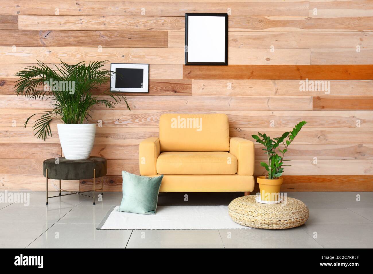 Interior of modern room with armchair Stock Photo - Alamy