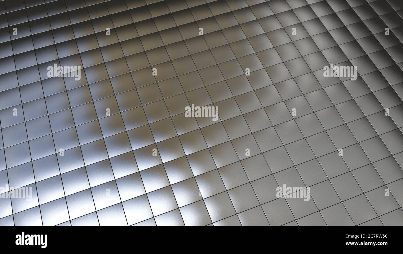 Background image with silver tiles in perspective view Stock Photo Alamy