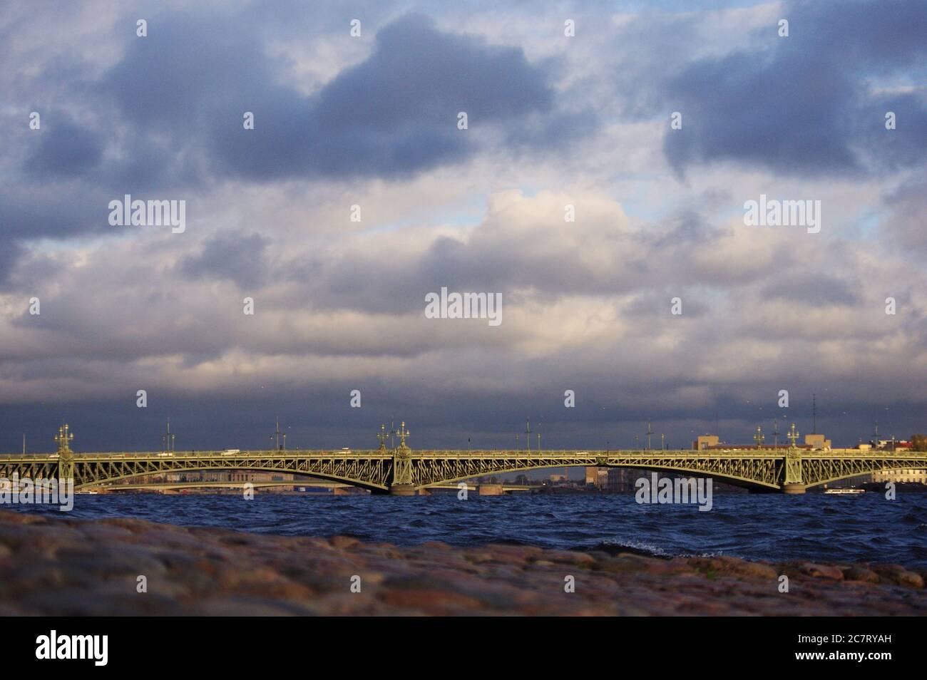 Trinity bridge and the Neva river in Saint Petersburg. Stock Photo