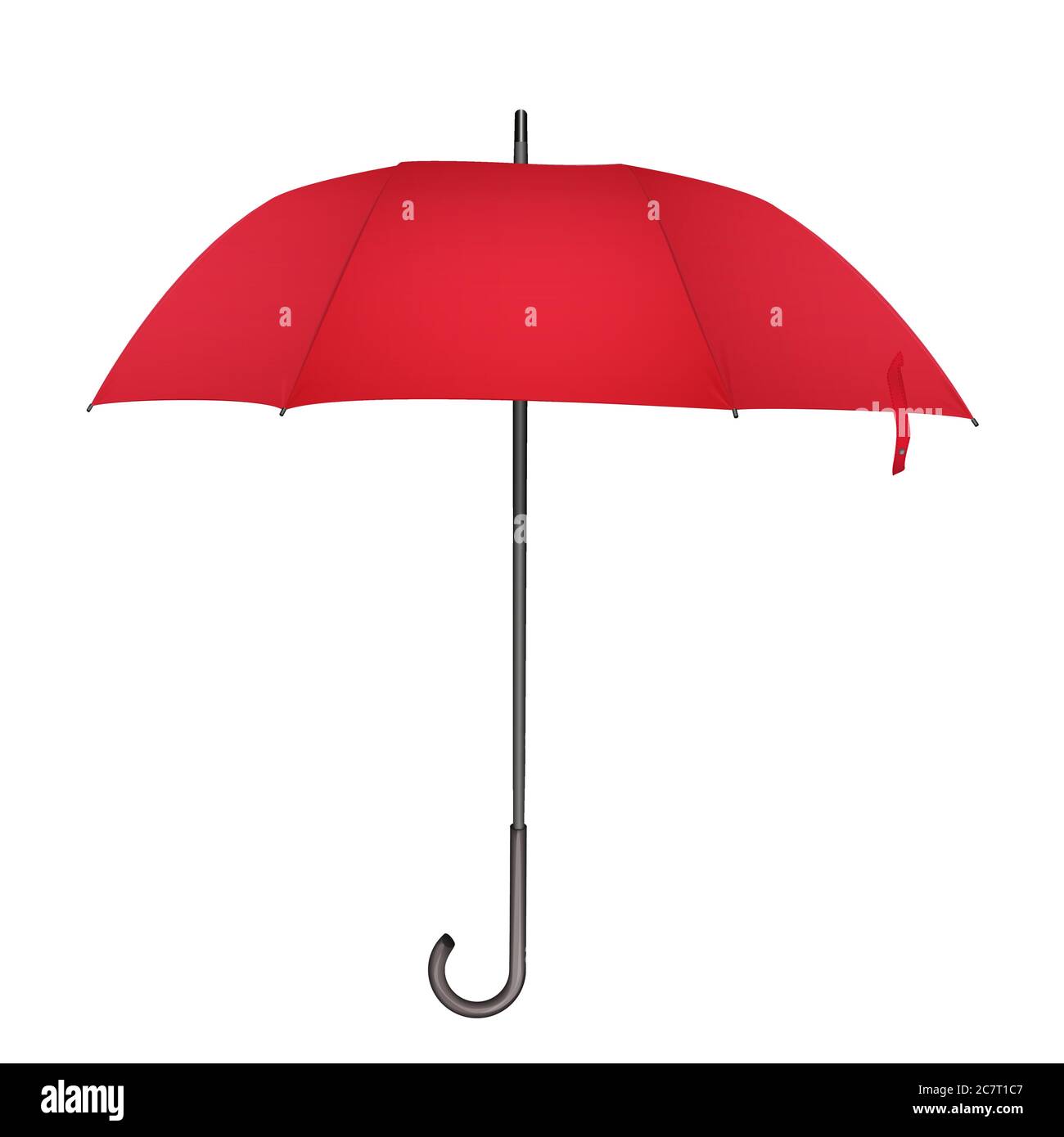 Red classic rain Umbrella. Photo Realistic elegant umbrella icon vector