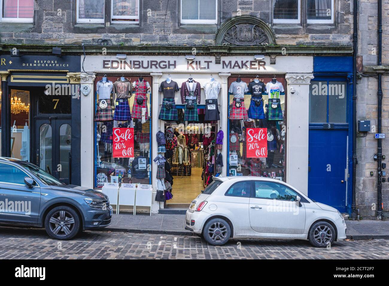 Edinburgh Kiltmakers gift shop on Grassmarket historic market place in