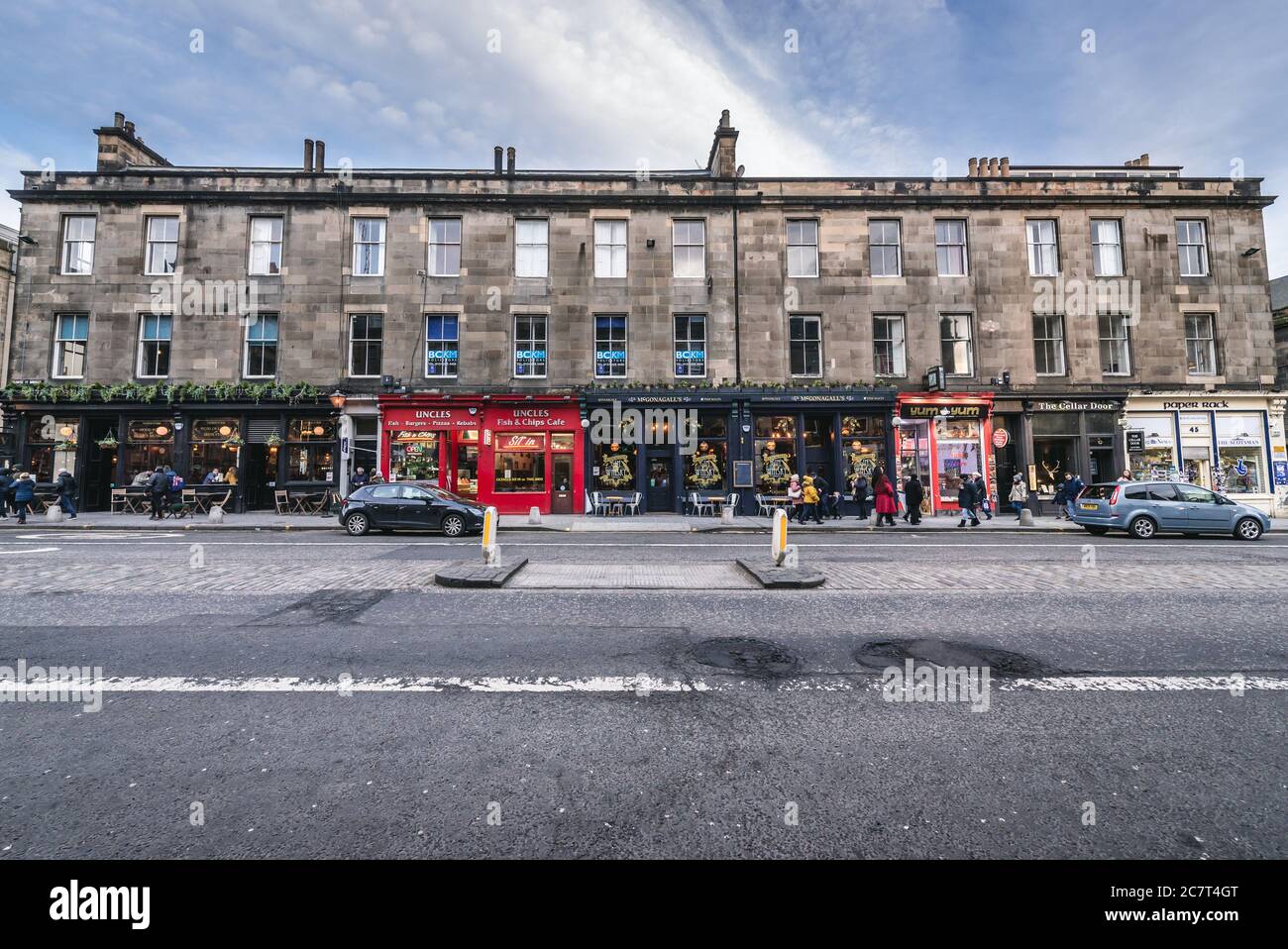 Bars and pubs on George IV Bridge street in Edinburgh the capital