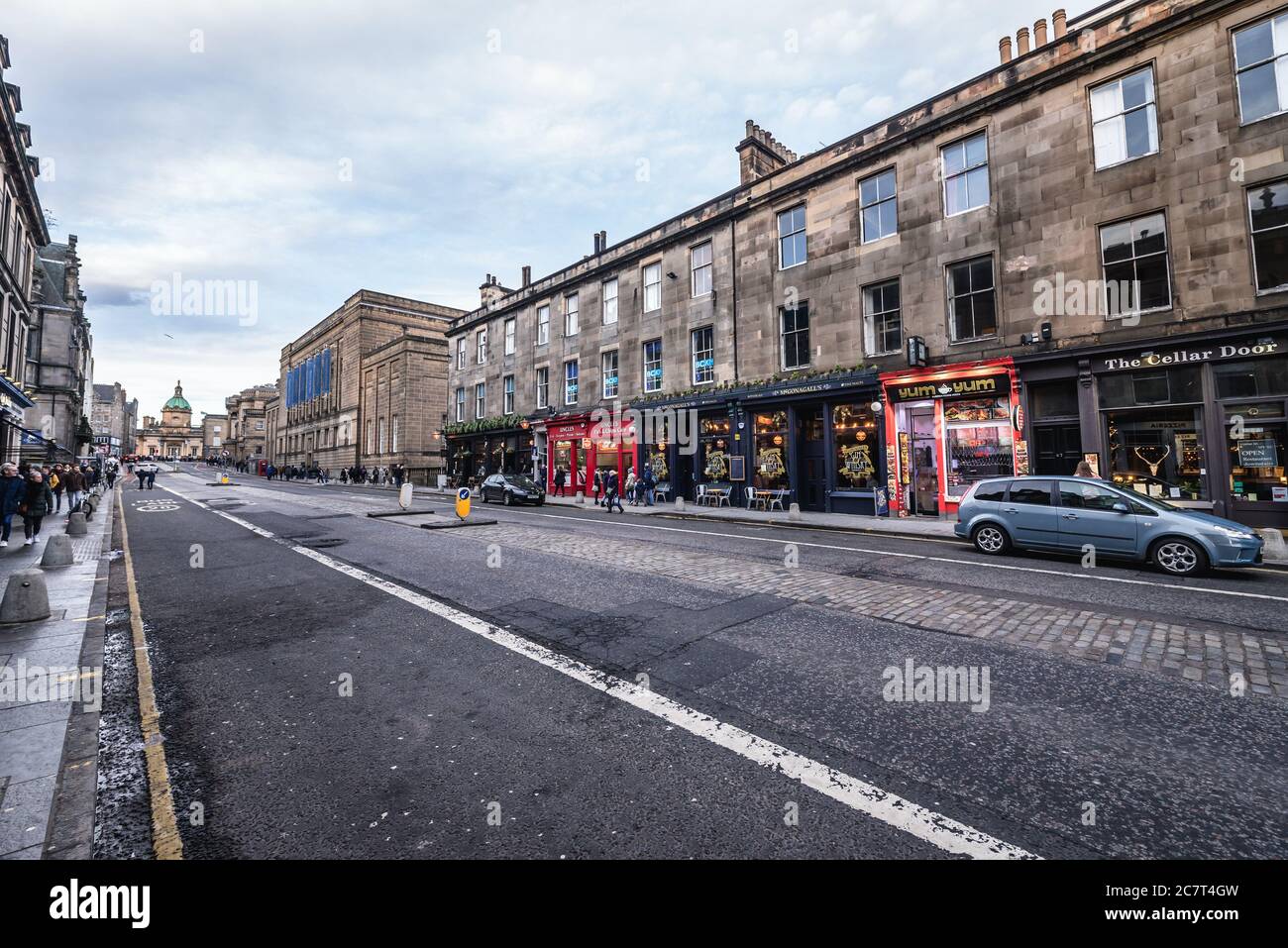 Bars and pubs on IV Bridge street in Edinburgh, the capital of