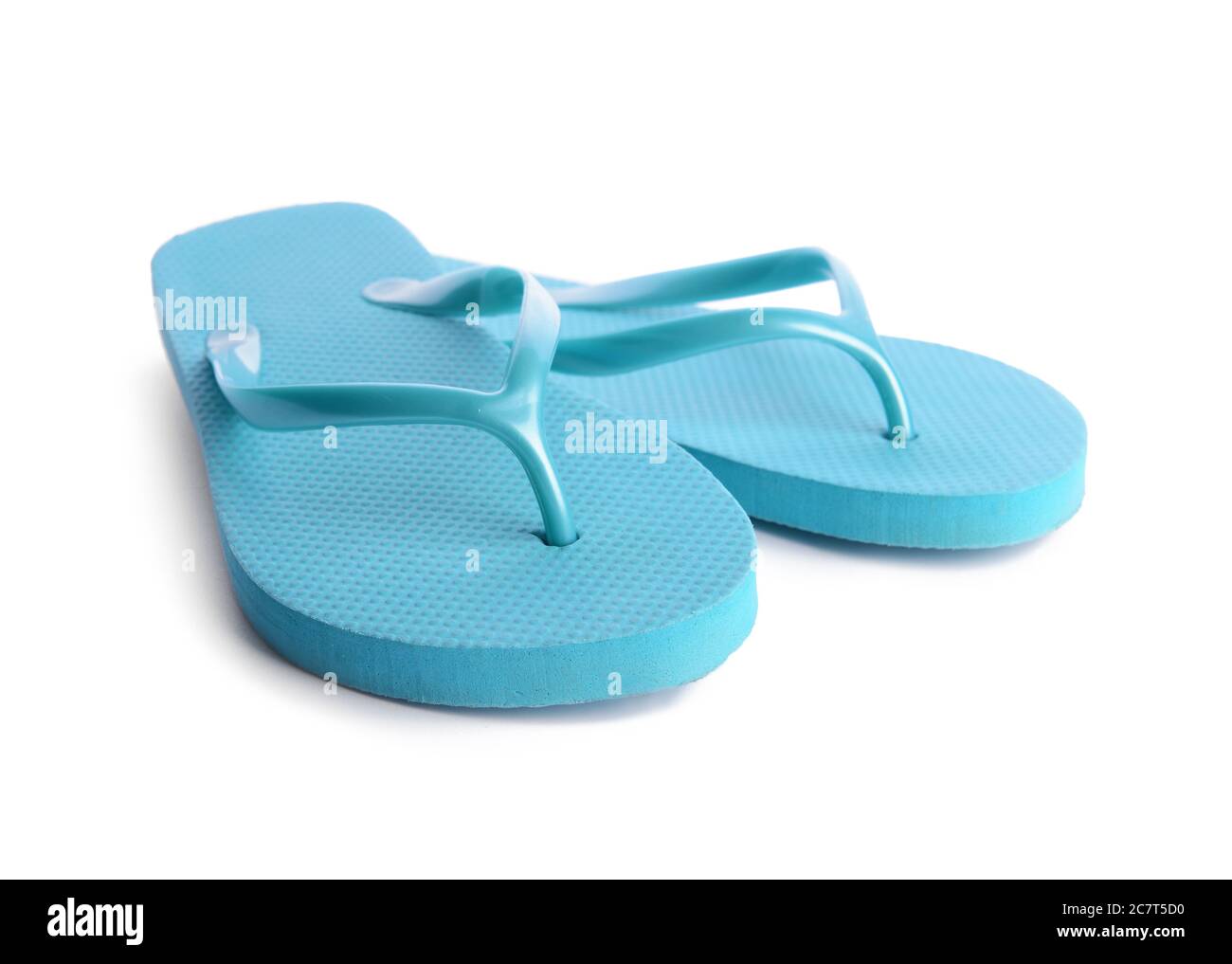 Stylish flip-flops on white background Stock Photo - Alamy