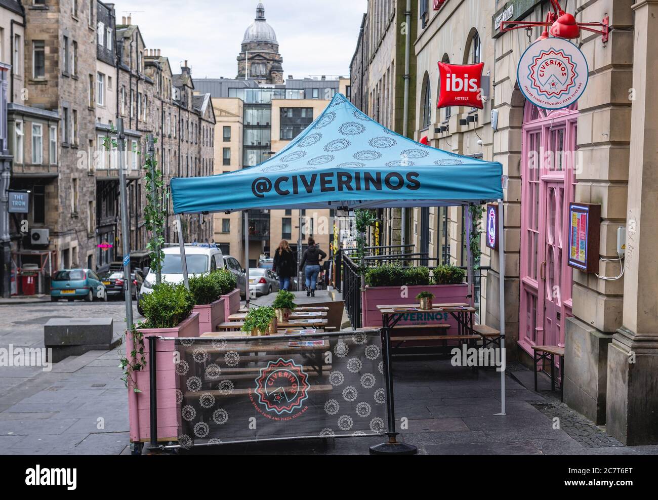Civerinos bar and reataurant on Hunter Square in Edinburgh, the capital of Scotland, part of United Kingdom Stock Photo