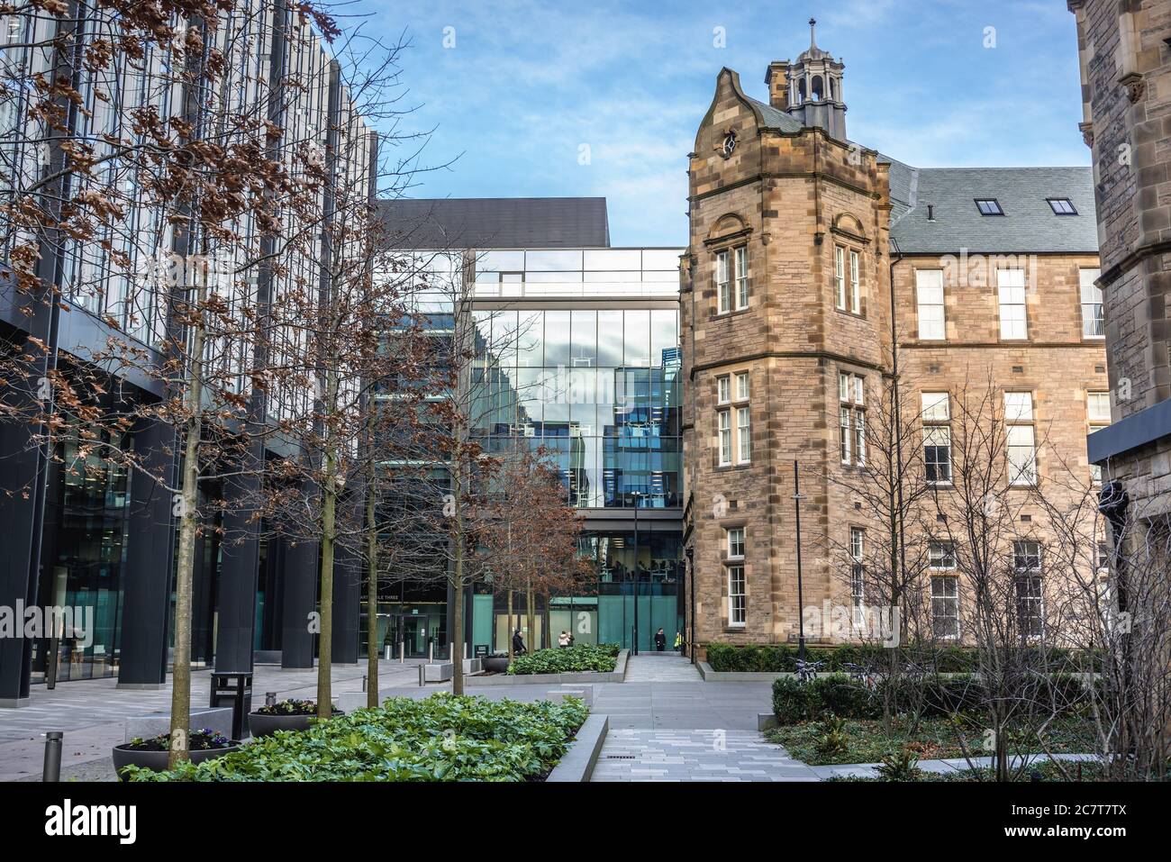 Old and modern buildings in Quartermile area, redevelopment of the former Royal Infirmary of Edinburgh site in Lauriston, Edinburgh, Scotland, UK Stock Photo