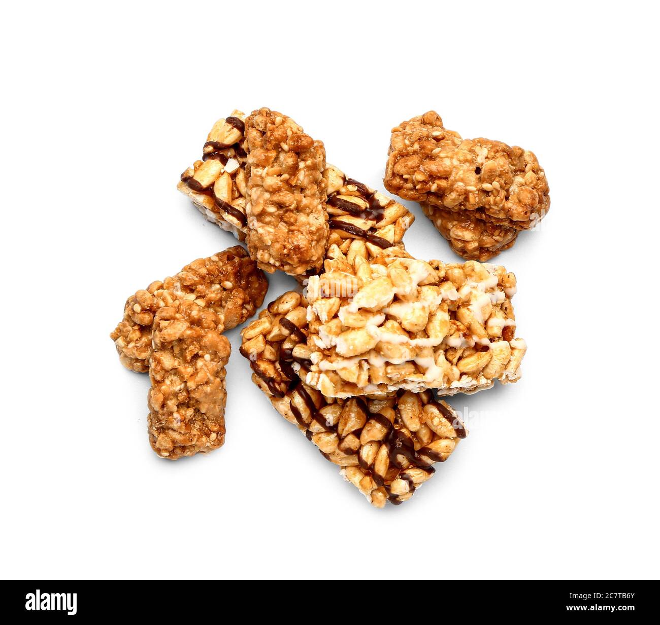 Crispy rice bars on white background Stock Photo - Alamy