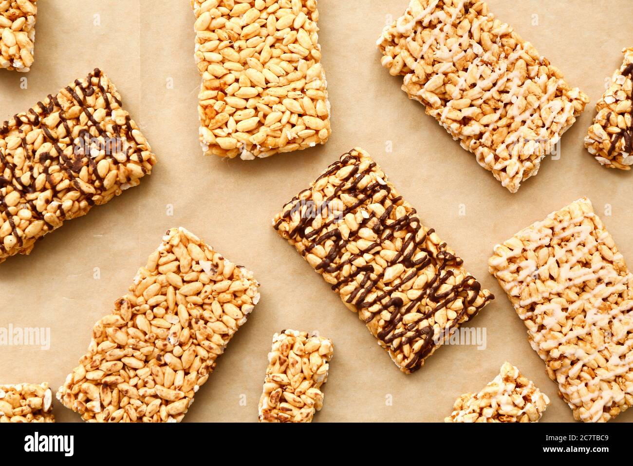 Crispy rice bars on parchment Stock Photo - Alamy