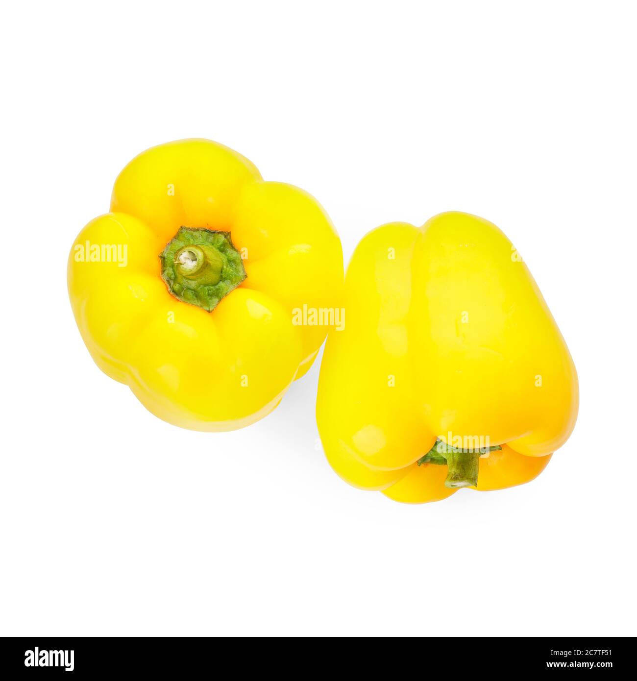 Yellow bell peppers on white background Stock Photo - Alamy