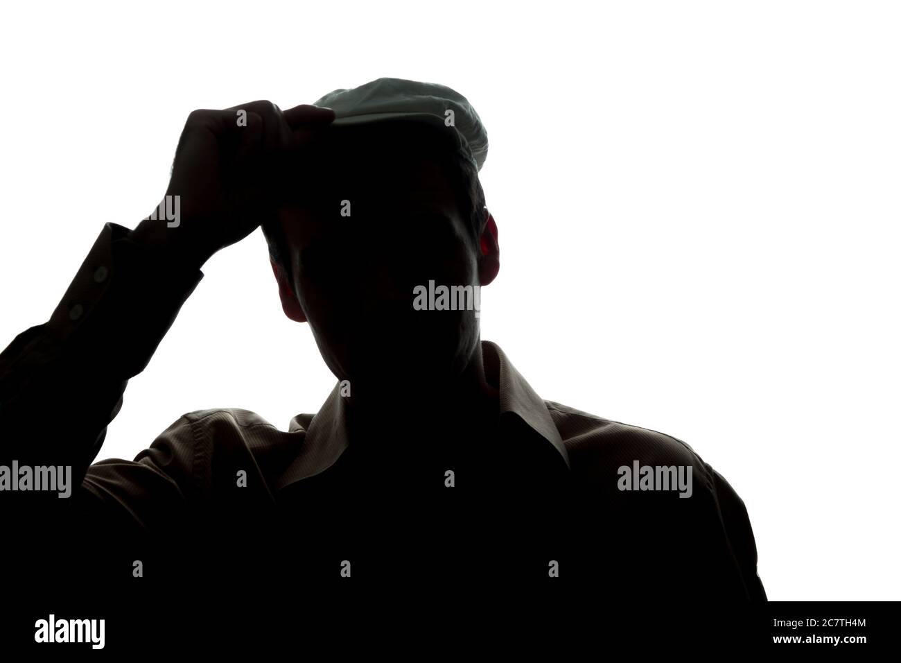 Portrait of a young man uncap, front view - silhouette Stock Photo