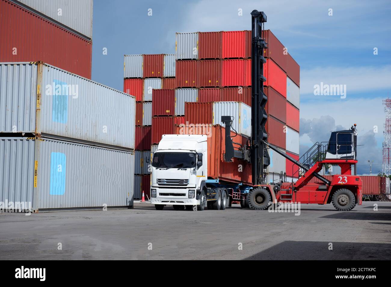 Container handling equipment in the port Stock Photo Alamy