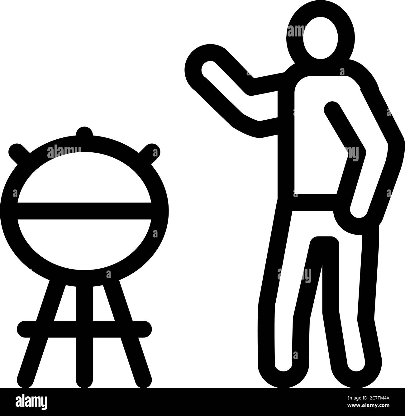 human cooking bbq icon vector outline illustration Stock Vector Image ...