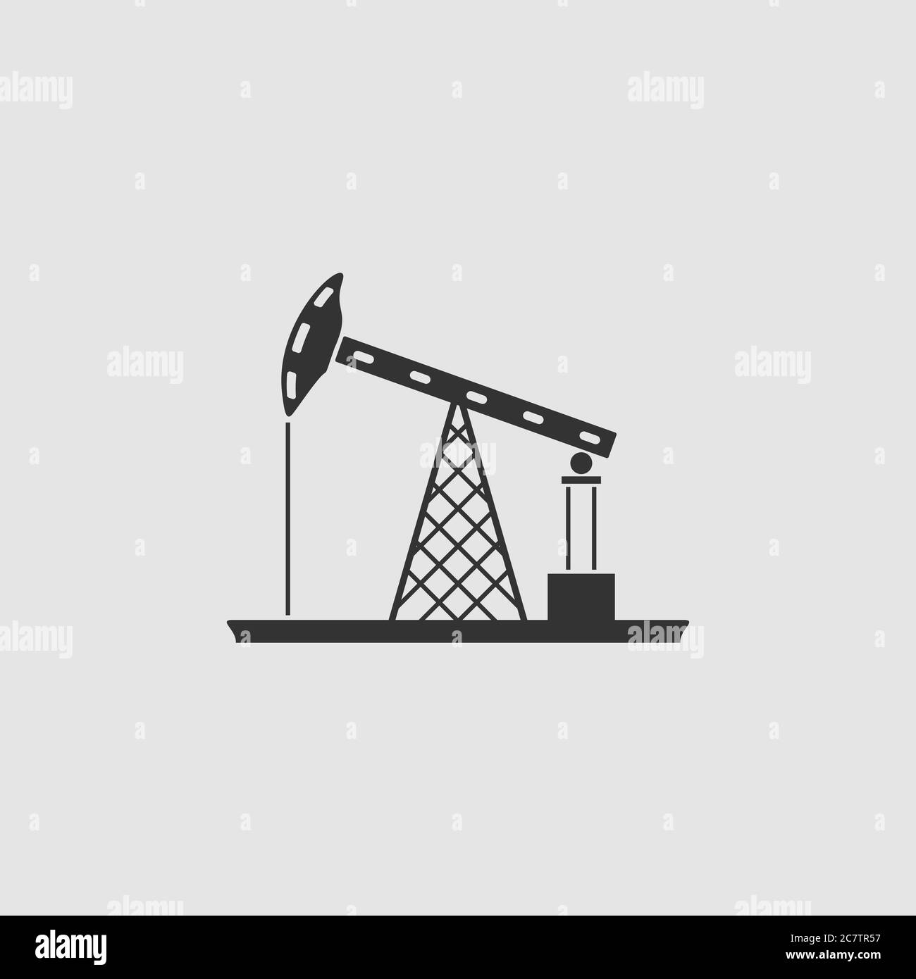 Oil Rig icon flat. Black pictogram on grey background. Vector ...