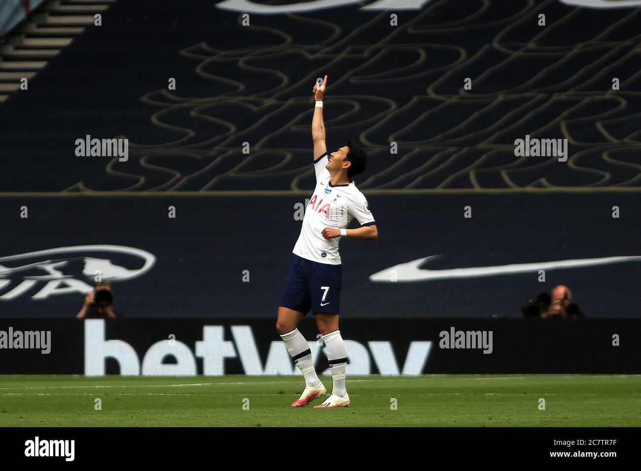London Uk 19th July 2020 Son Heung Min Of Tottenham Hotspur Celebrates After Scoring His Teams