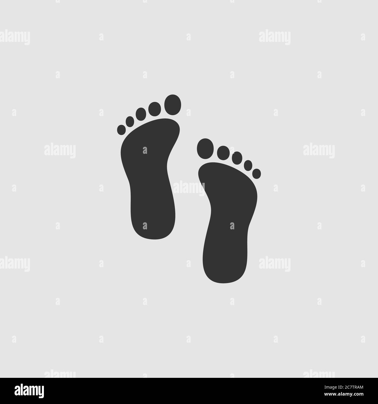 Footprint icon flat. Black pictogram on grey background. Vector ...