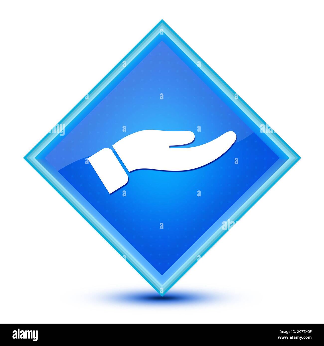 Hand icon isolated on special blue diamond button abstract illustration Stock Photo