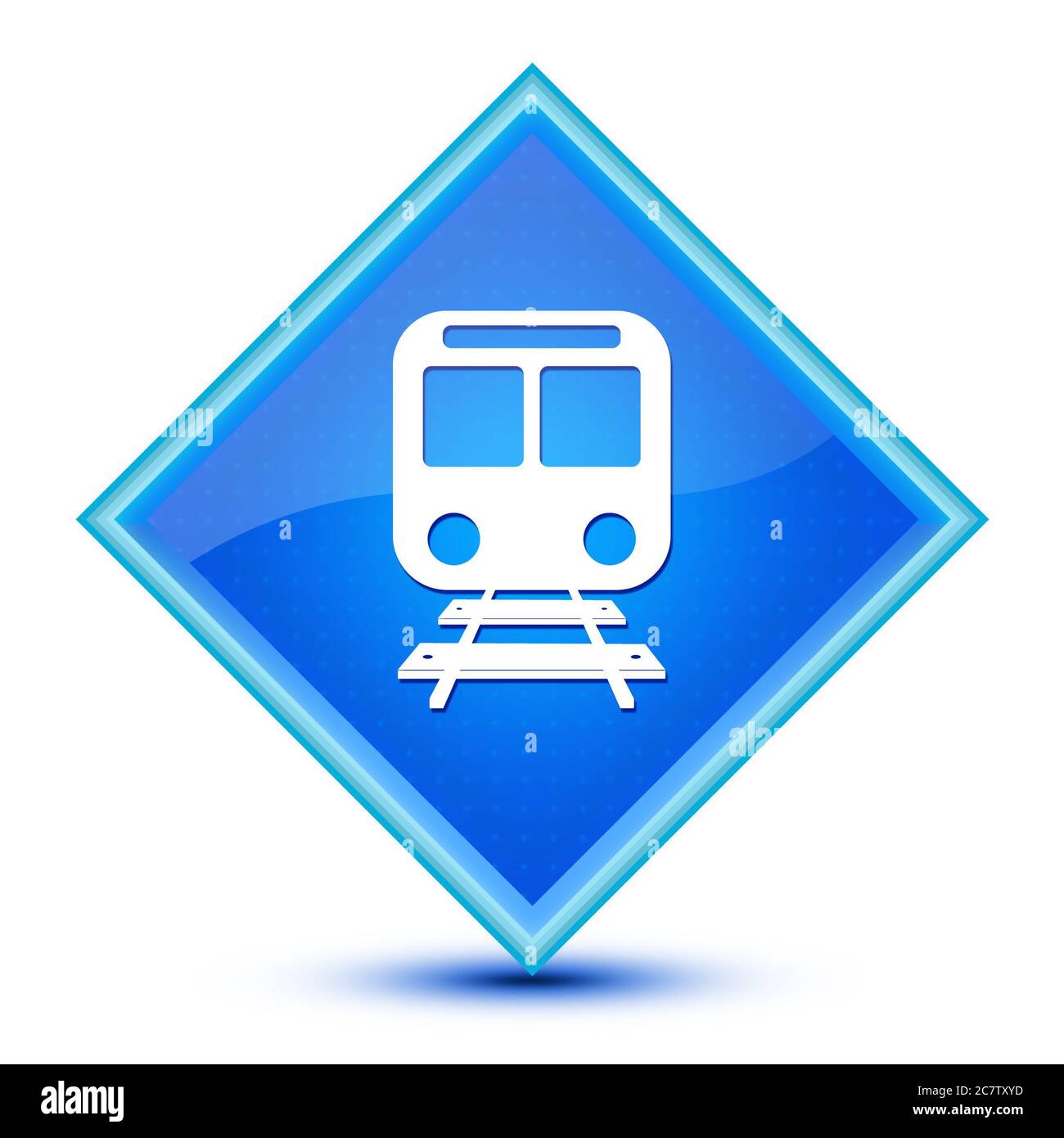 Train icon isolated on special blue diamond button abstract illustration Stock Photo