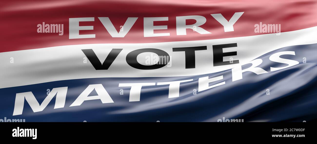 USA elections, EVERY VOTE MATTERS text message on american flag colors background. Vote on US of America election day concept. 3d illustration Stock Photo