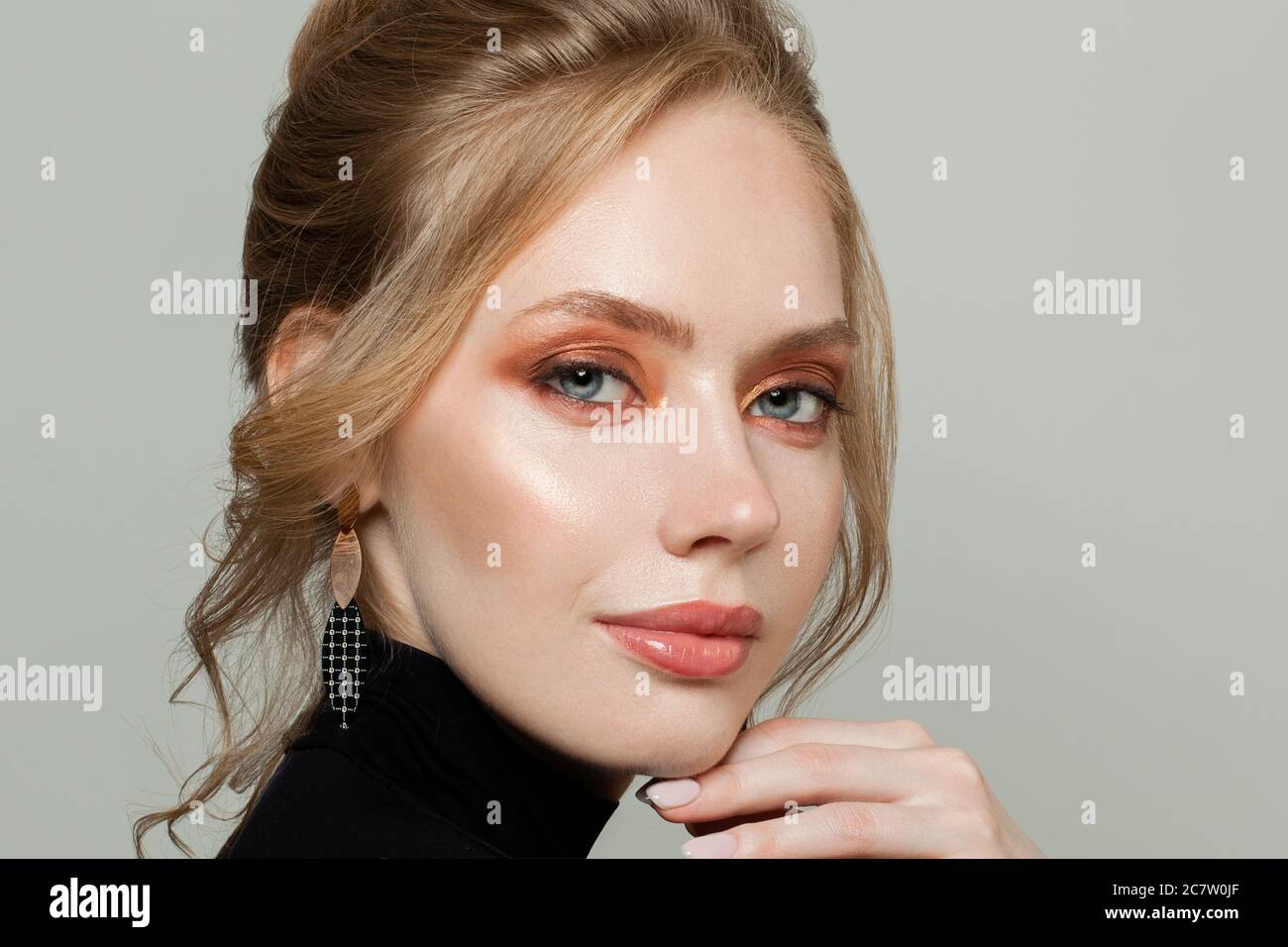 Beautiful model woman face close up portrait Stock Photo - Alamy