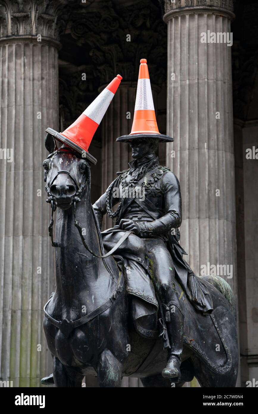 Glasgow Statue Traffic Cone High Resolution Stock Photography and