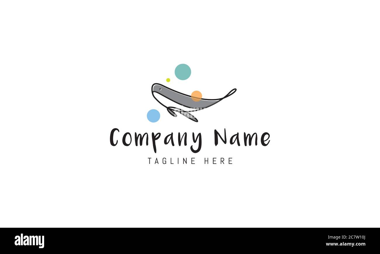 Vector logo in which an abstract image of a whale in a linear style ...