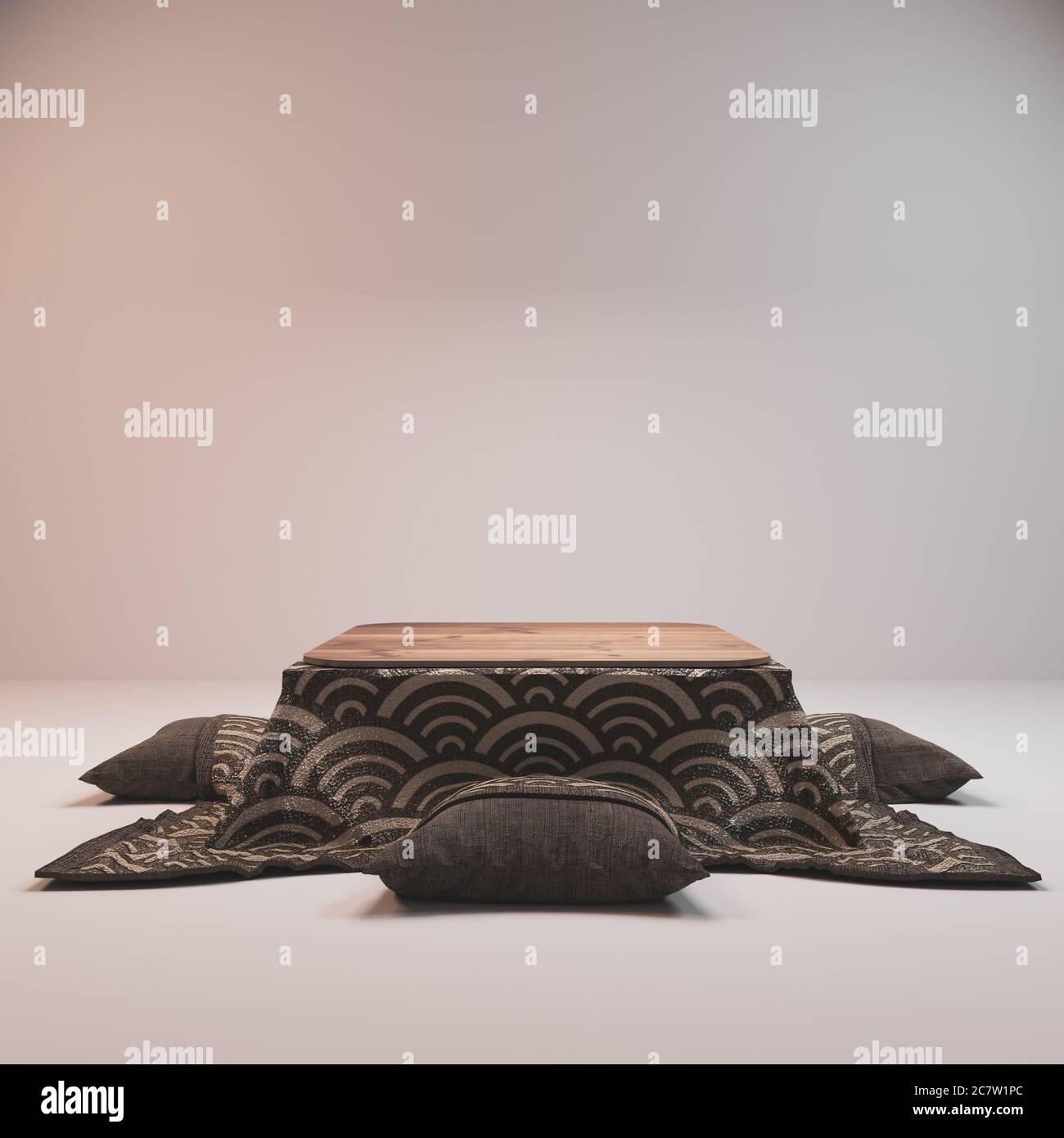 kotatsu low table japanese style and pillow on white background.3D rendering Stock Photo Alamy