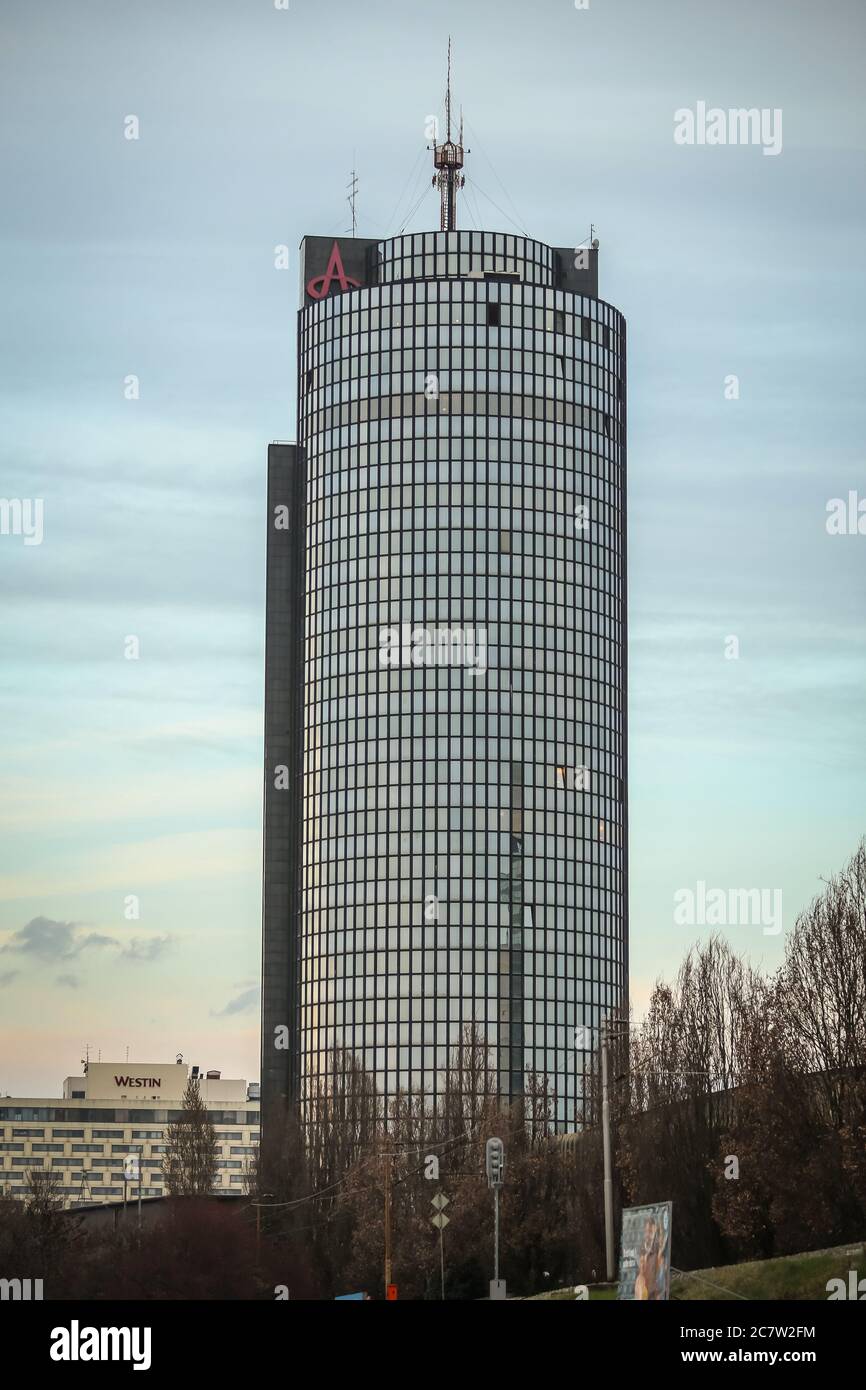 Zagreb, Croatia - 19 March, 2017 : Business building of Cibona tower in Zagreb, Croatia. Stock Photo