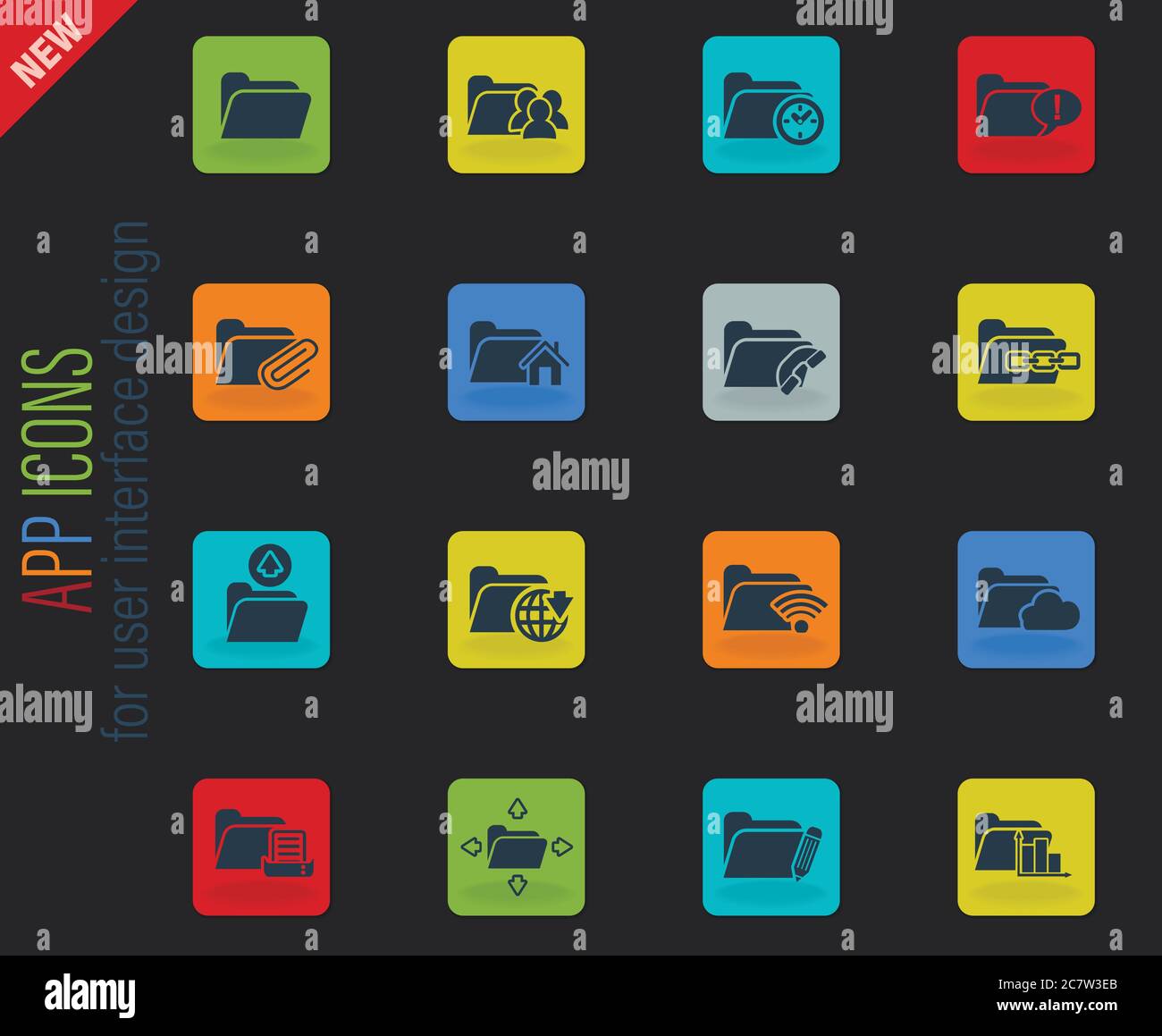 folder icon set Stock Vector