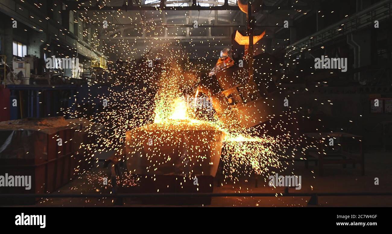 The molten metal is poured into the mold. Melting furnace for cast iron ...