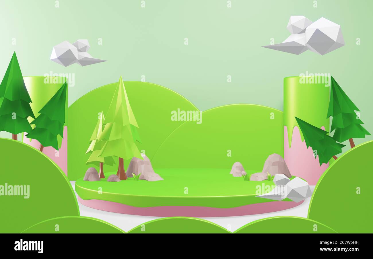 tree low poly style on white backround. 3D rendering Stock Photo - Alamy