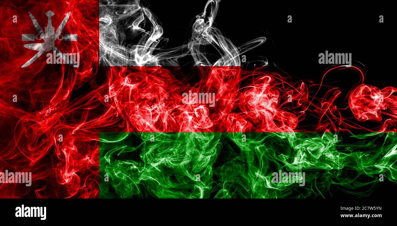 Oman smoke flag, Sultanate of Oman in Western Asia Stock Photo Alamy
