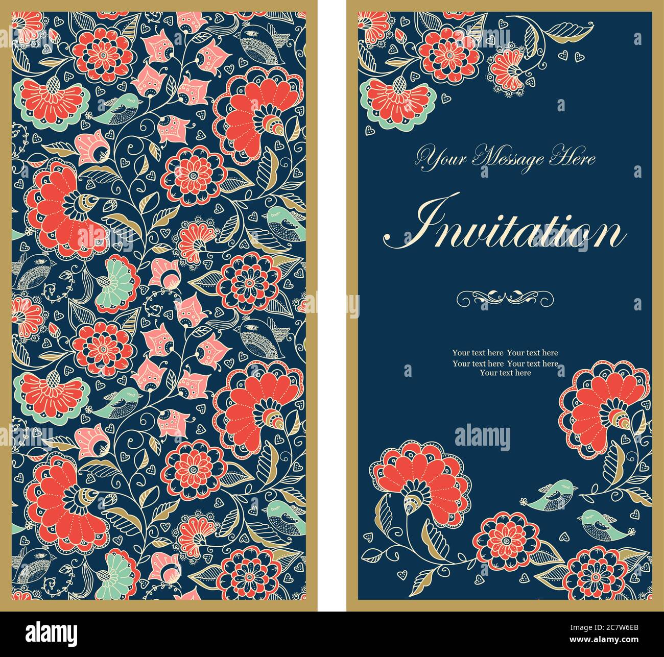 vintage invitation or wedding card with floral pattern Stock Vector