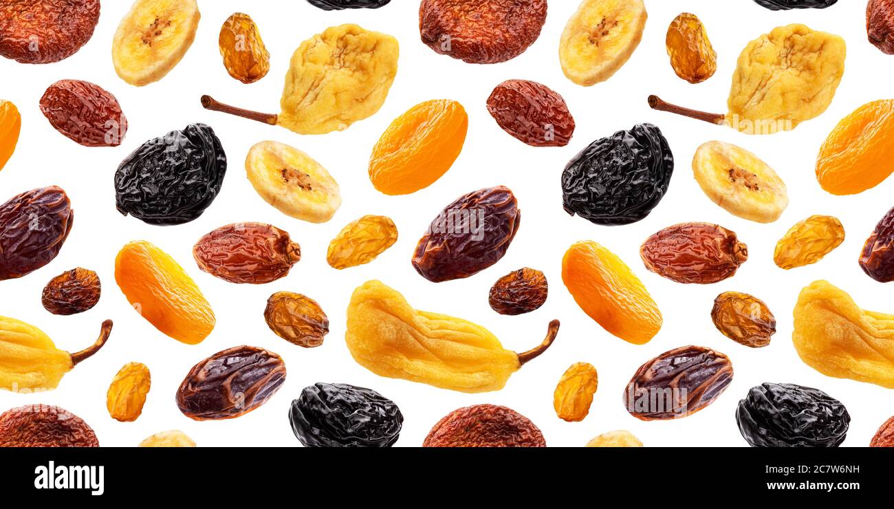 Collection of dried fruits, seamless pattern Stock Photo