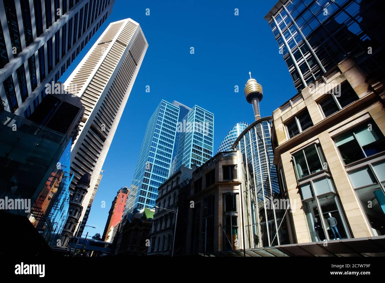 The central business district of Sydney with modern skyscrapers and the Sydney Tower Stock Photo