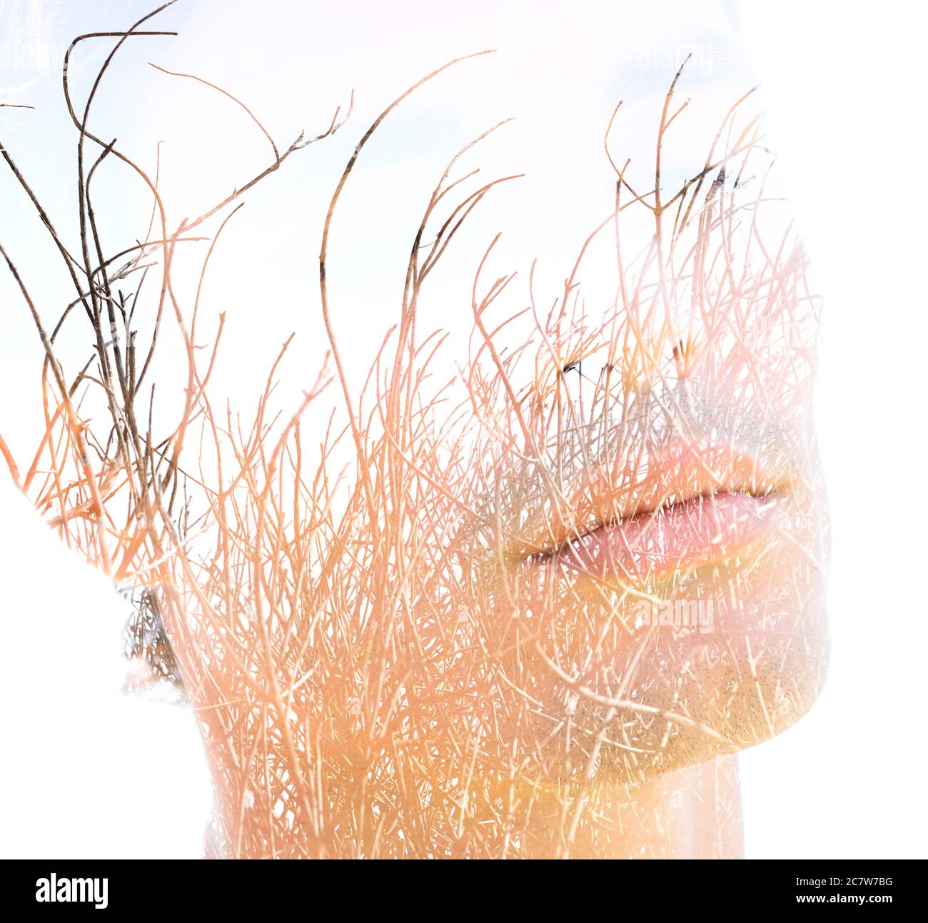 Surreal creative double exposure portrait Stock Photo - Alamy