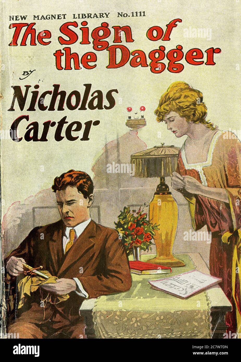 Nicholas Carter - The Sign of the Dagger - New Magnet Library - Vintage Pulp Literary Stock Photo