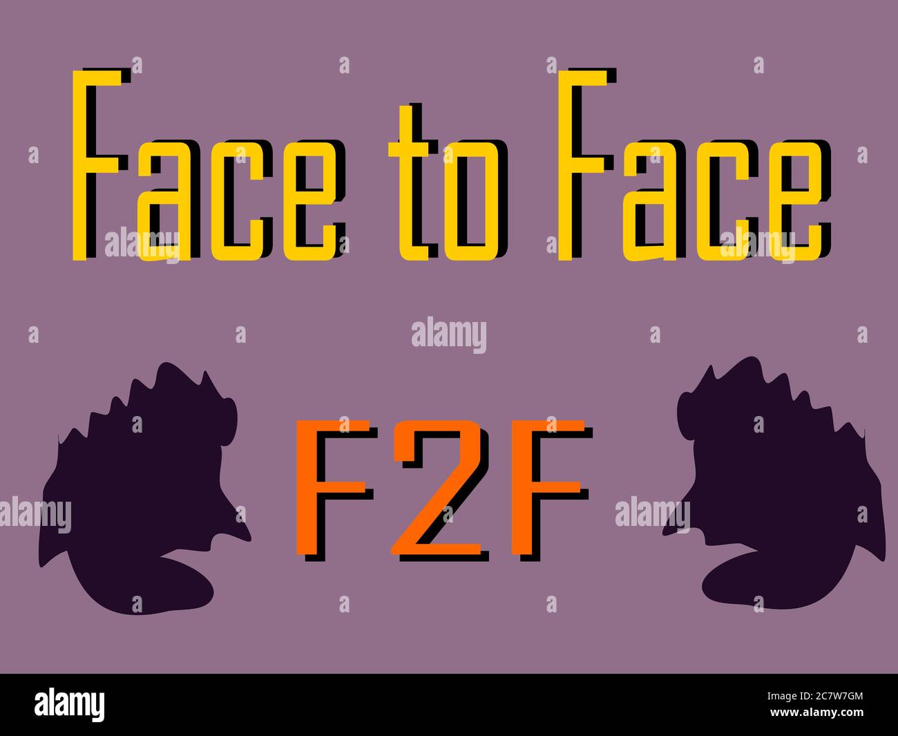 F2F acronyms face to face presented on logo style colorful vector for communication poster print illustration. Stock Vector