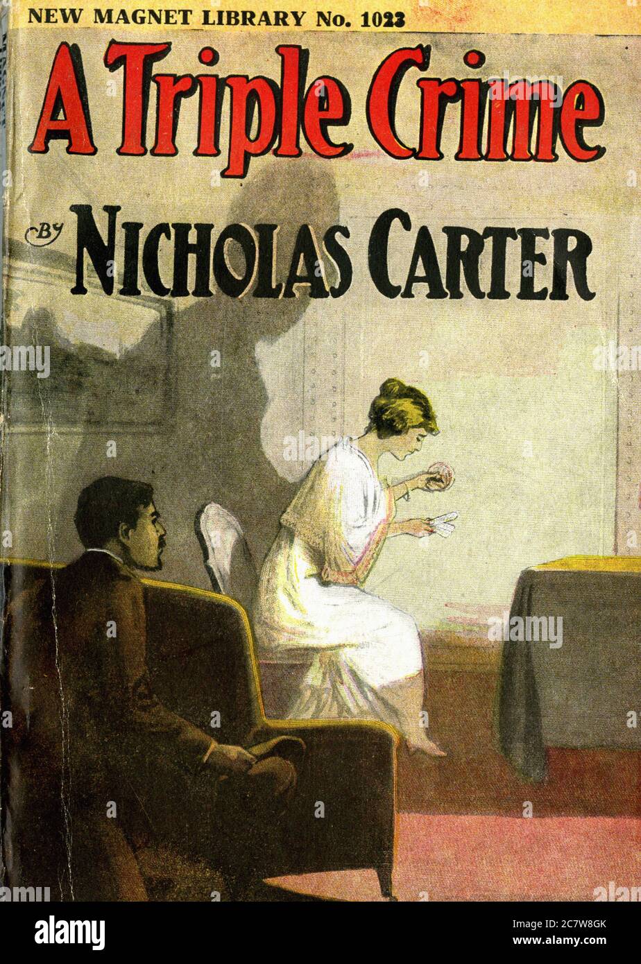 Nicholas Carter - A Triple Crime - New Magnet Library - Vintage Pulp Literary Stock Photo