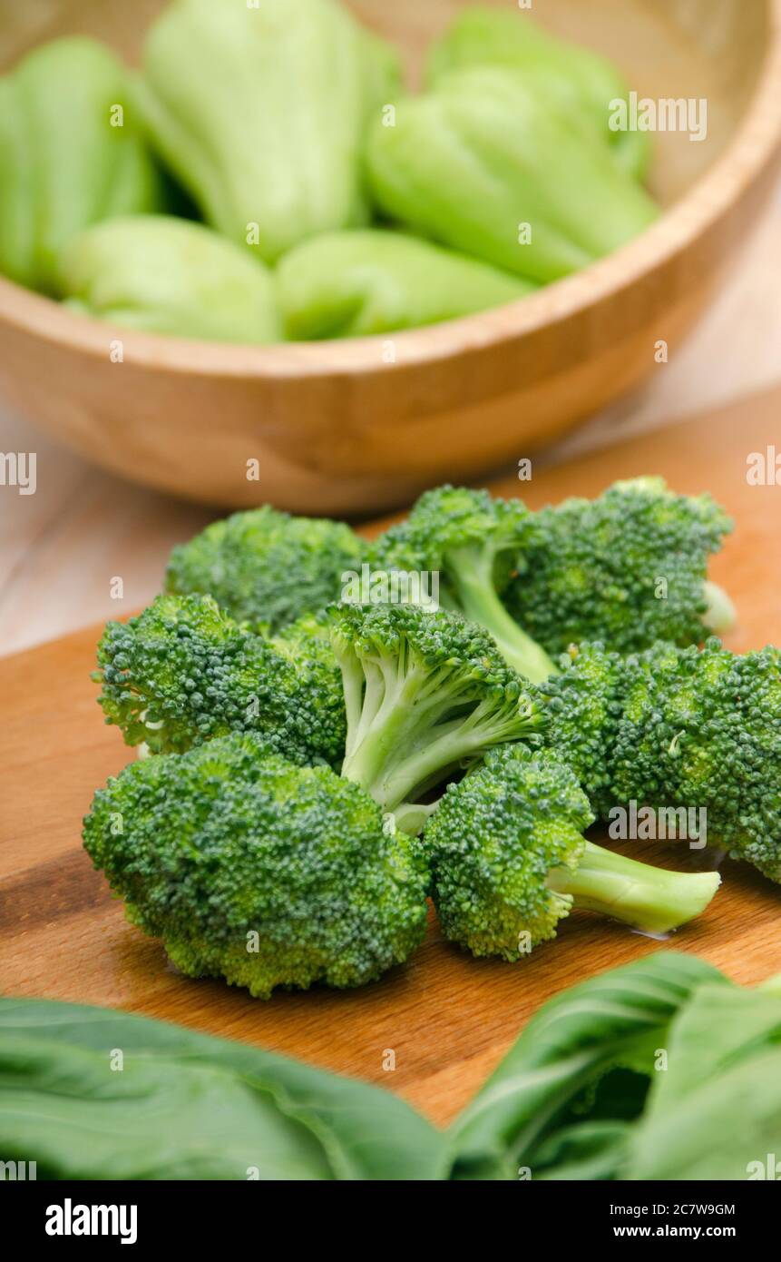 fresh organic vegetable Broccoli, contain nutrition and vitamin Stock