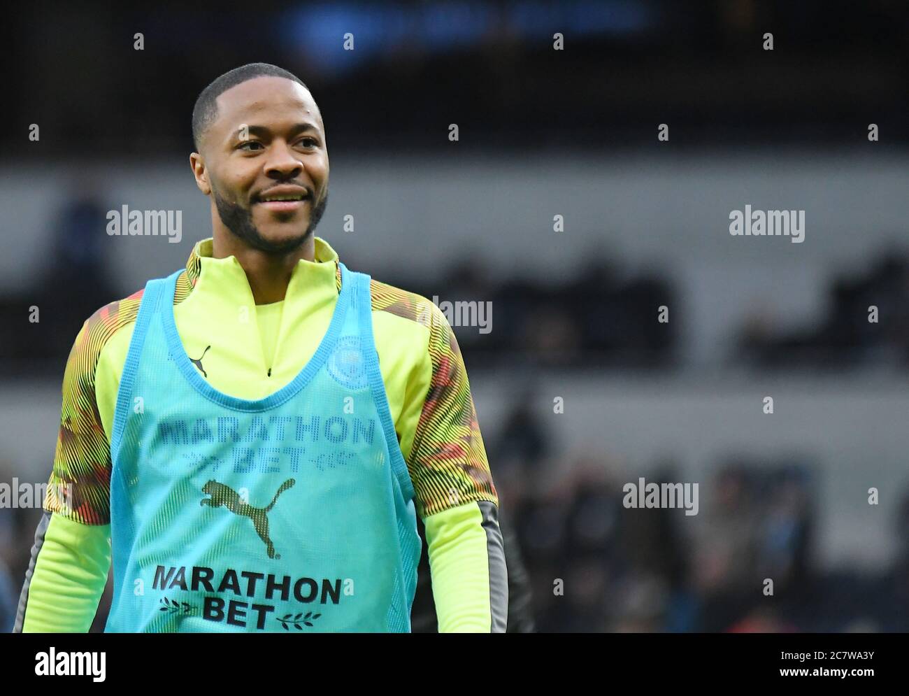 LONDON, ENGLAND - FEBRUARY 2, 2020: Raheem Sterling of City pictured prior to the 2019/20 Premier League game between Tottenham Hotspur and Manchester City at Tottenham Hotspur Stadium. Stock Photo