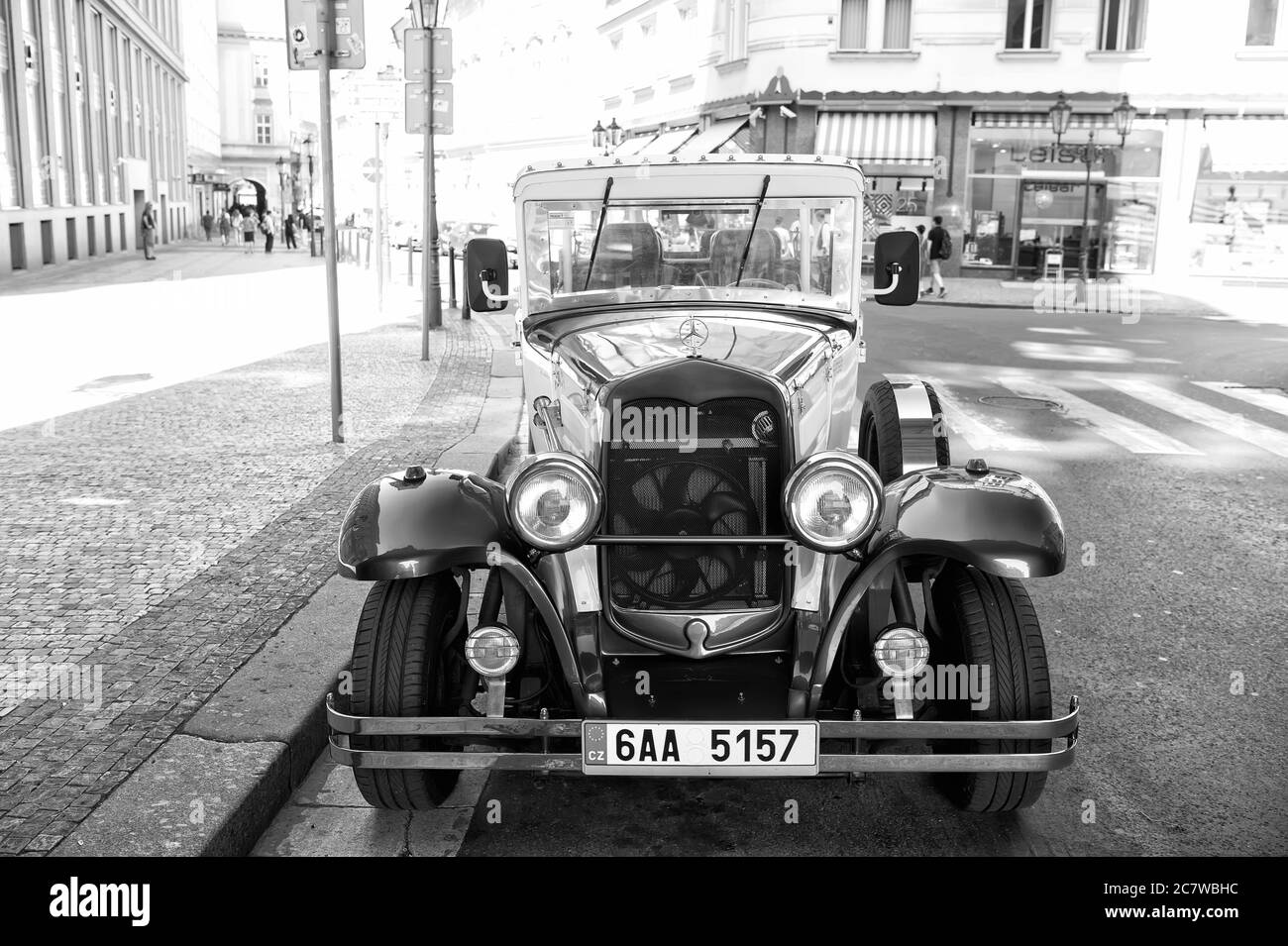 Prague, Czech Republic - June 03, 2017: classic car parked along street