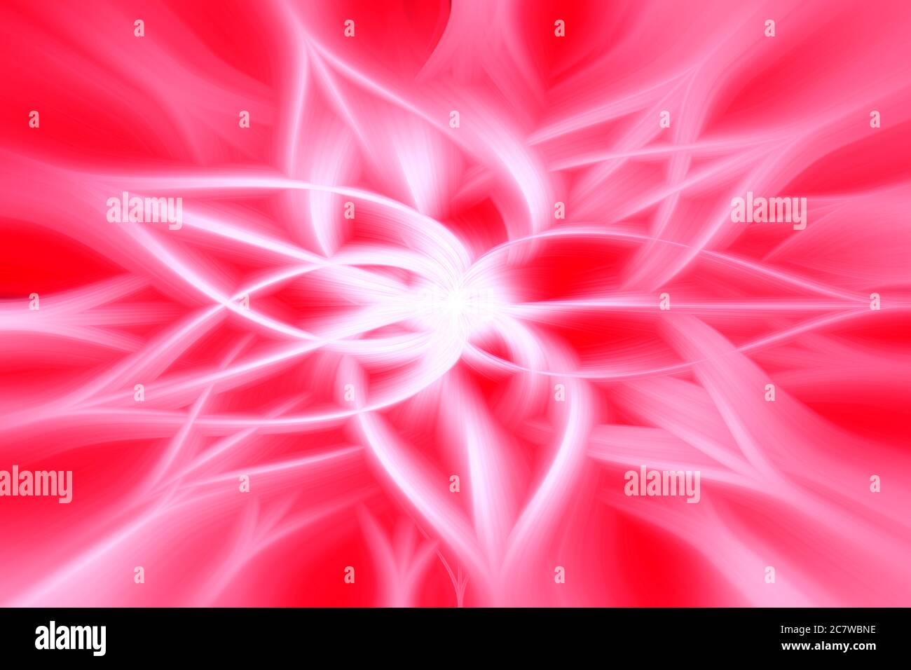 White intertwining 3d fibers on bright red background. Abstract web design. Illustration Stock Photo
