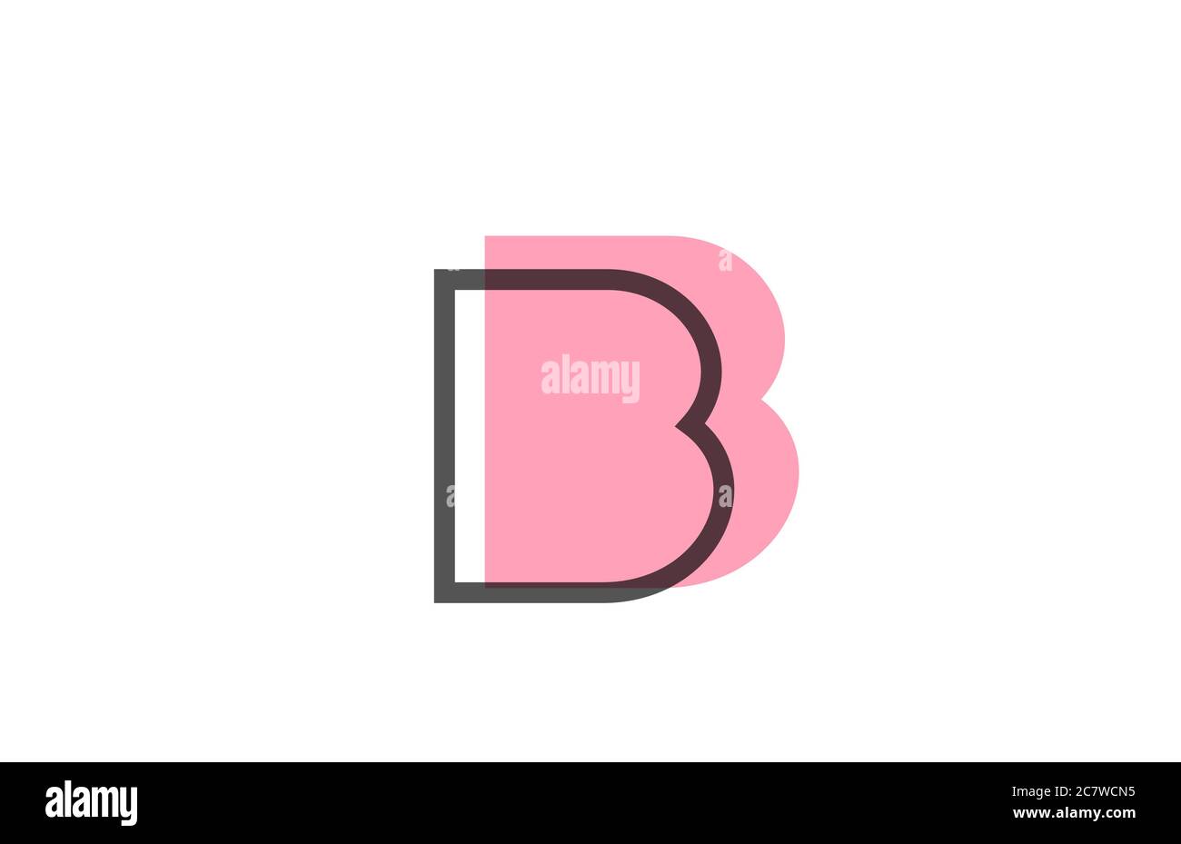 geometric B pink black line alphabet letter logo icon for company ...