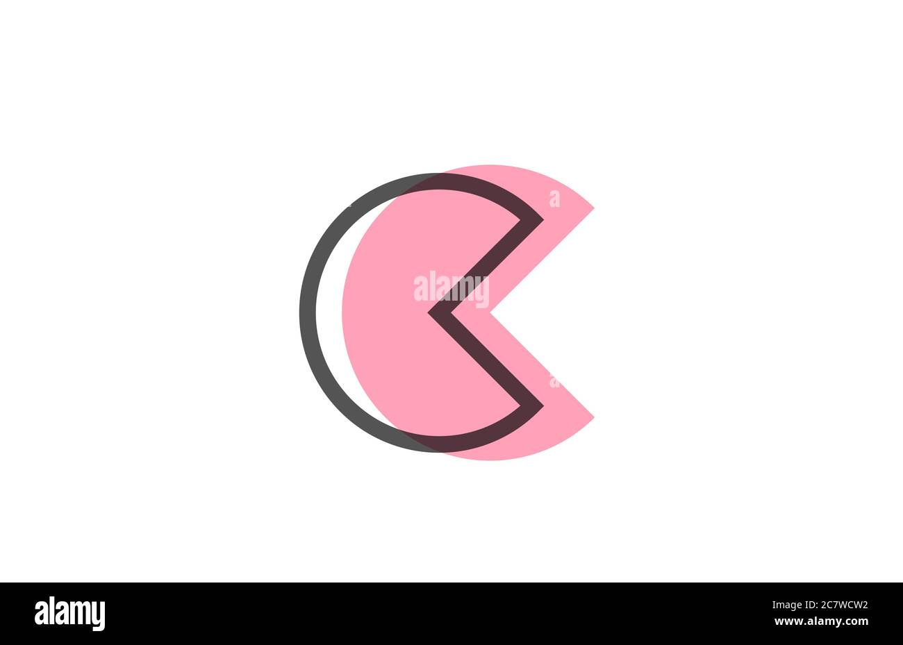 geometric C pink black line alphabet letter logo icon for company ...