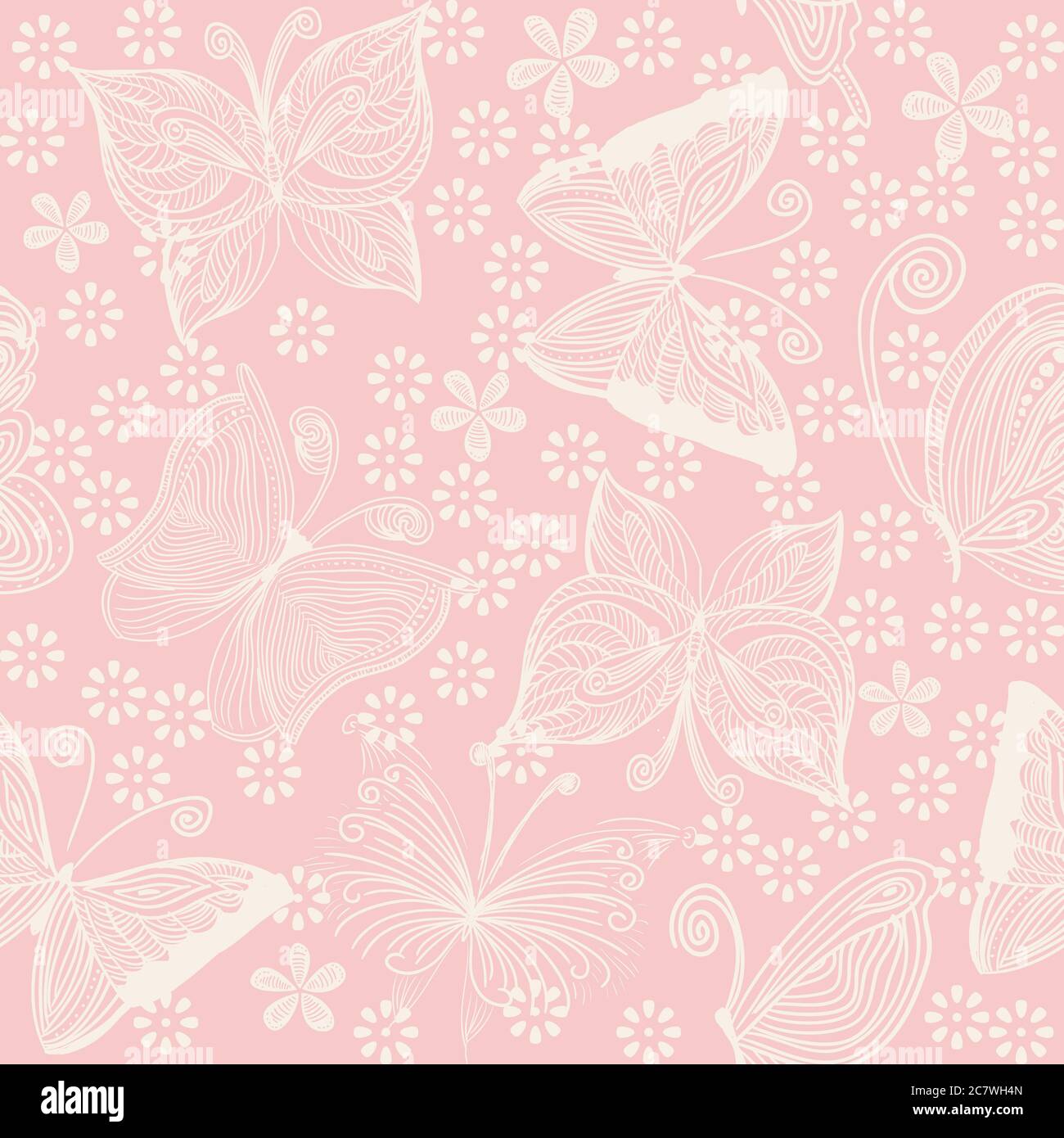 seamless floral pattern with butterflies. Vector Stock Vector