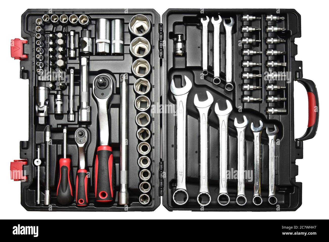 Toolbox set of wrenches, car mechanic tools in repair kit case with ratchet  handle and sockets Stock Photo - Alamy