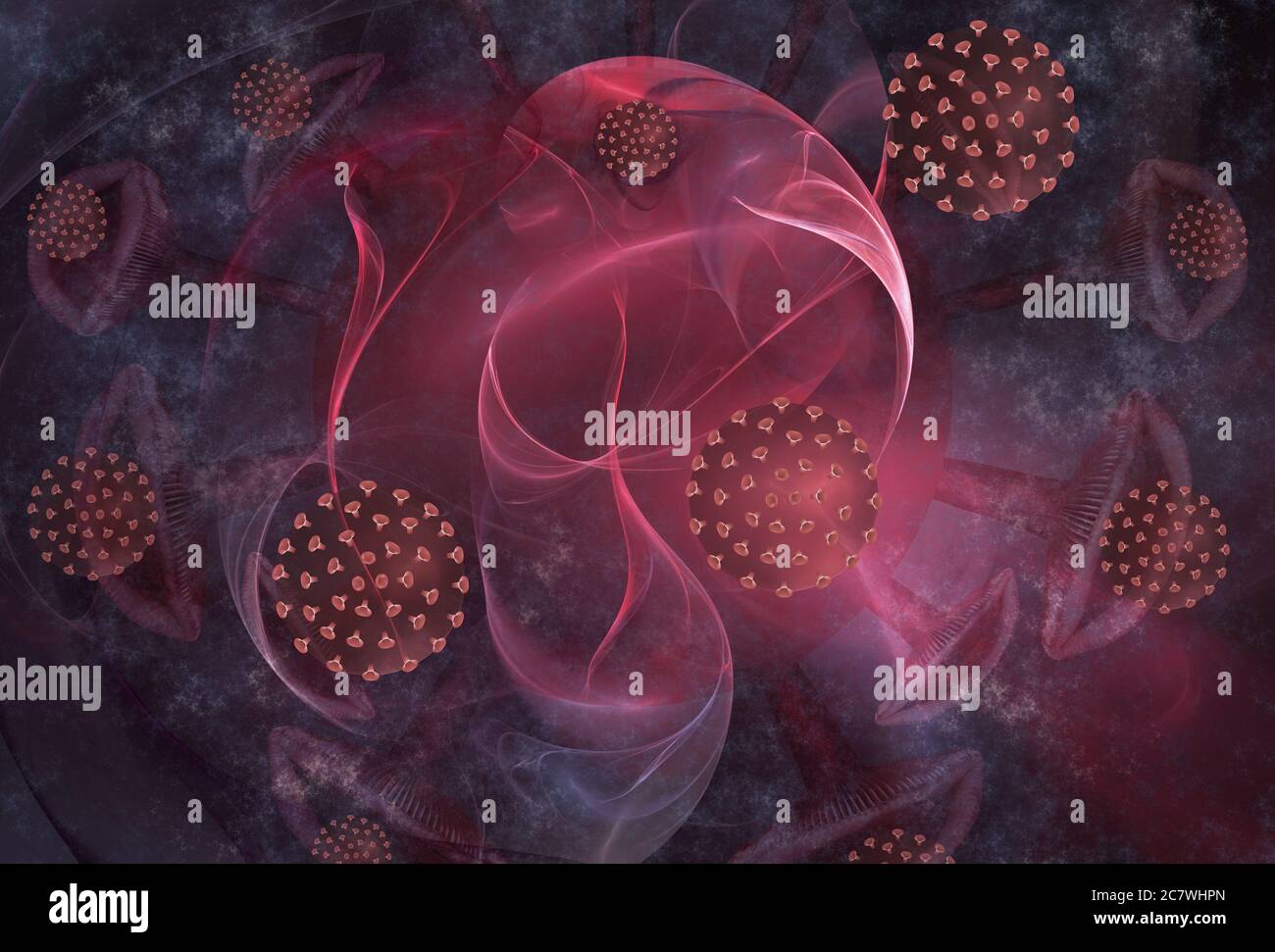Fractal model of the pandemic. Spread of Covid-19 coronavirus in space Stock Photo